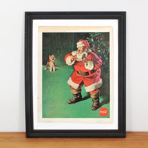 1961 Coca-Cola Magazine Ad Print - Coke Santa and Puppy