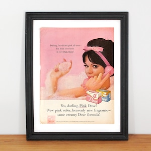 1962 Magazine Ad Print - Pink Soap Beauty Poster - Retro Ad Girl