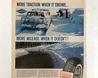kaodaly　Goodyear ヴィンテージ広告　ペーパー 1953 Ad Goodyear DeLuxe Super Cushion Auto Tires SET 3 - ORIGINAL