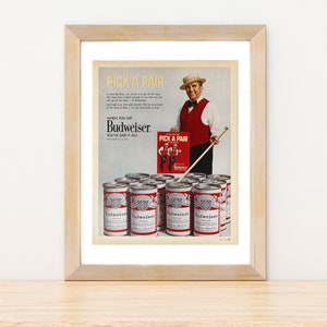1971 Budweiser Magazine Ad Print - Six Pack Beer Art Decor