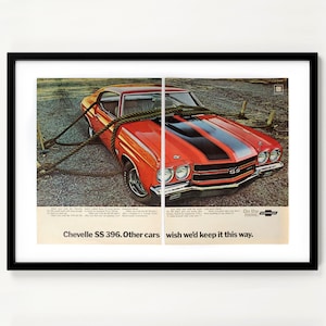 Classic Chevelle SS Magazine Ad Print - Muscle Car Photo - Red 70&#39;s Car