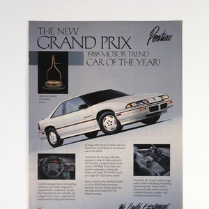 1988 Pontiac Grand Prix Magazine Ad - Authentic Car Ads