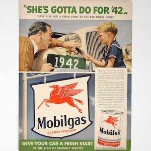 1942 Mobiloil Magazine Ad - Vintage Mobil Art
