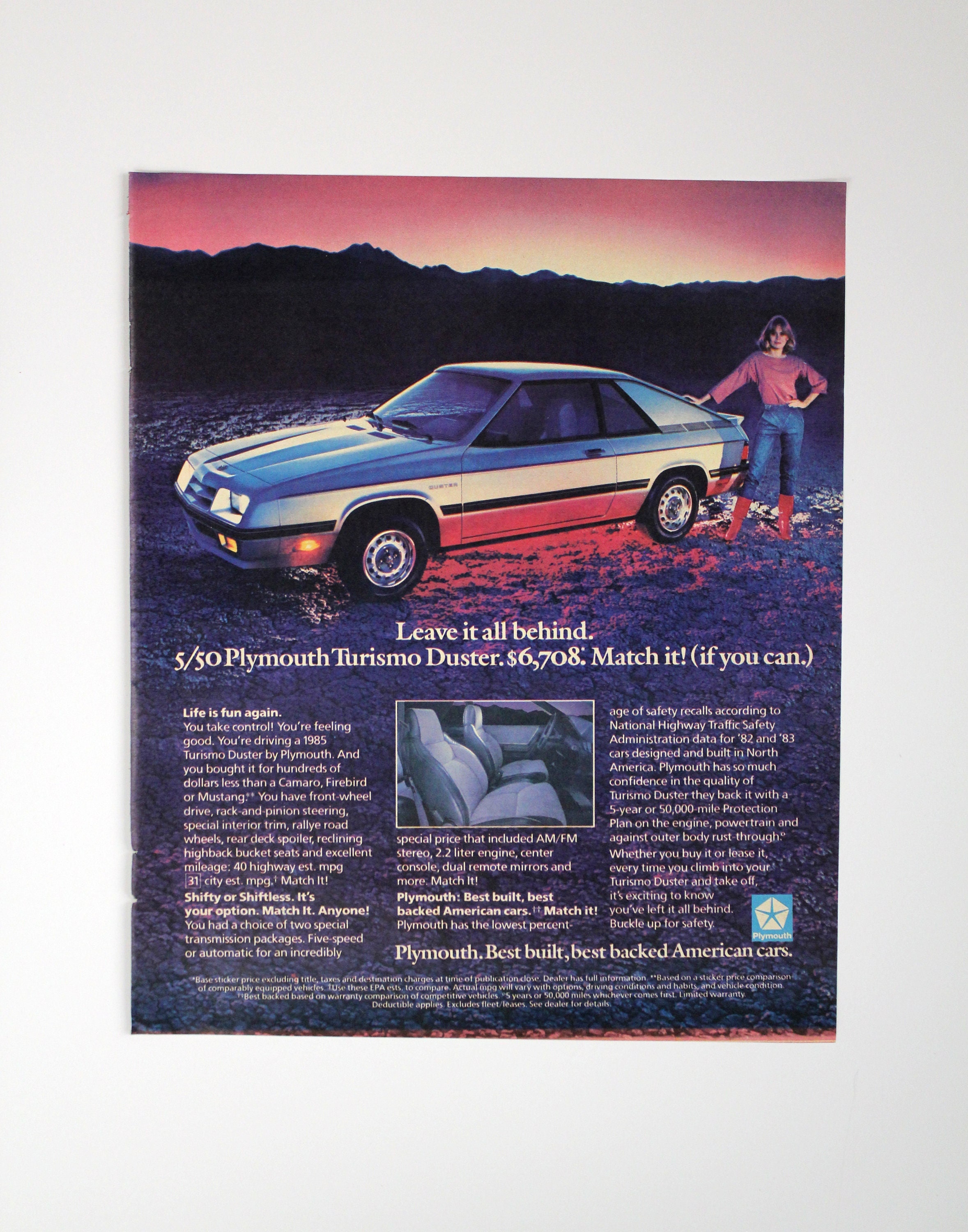 1985 Plymouth Turismo Duster Magazine Ad - Vintage Car Ad - 80's