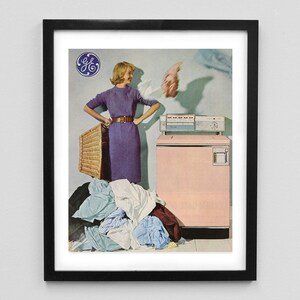 1960&#39;s Washing Machine Magazine Ad Print - Retro Home Decor