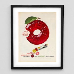 1965 Lifesavers Magazine Ad Print - Fruit Candy Red Apple Decor