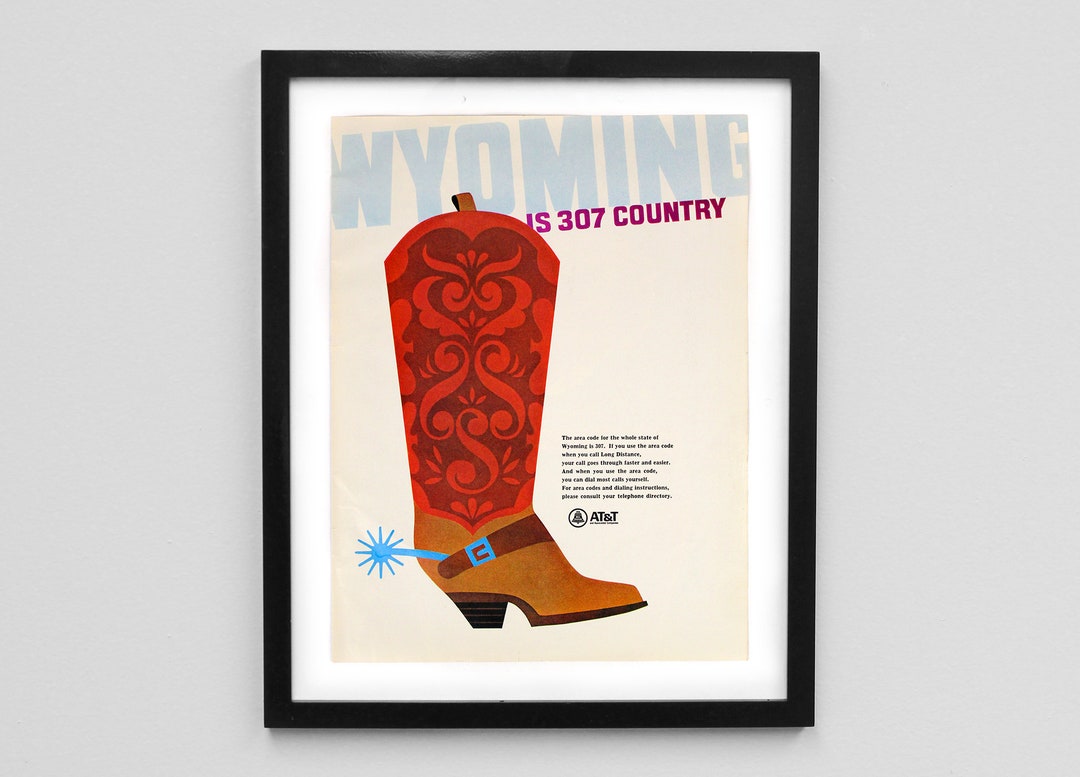 Wyoming Cowboy Boot Magazine Ad Print - 307 Area Code - Vintage Country ...