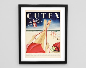 1946 Nail Polish Magazine Ad Print - Cosmetic Decor