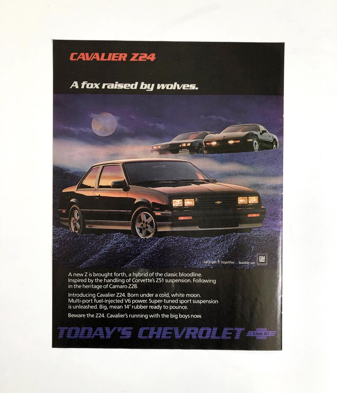 1986 Chevy Cavalier Z24 Coupe Magazine Ad - 80's Chevrolet Print