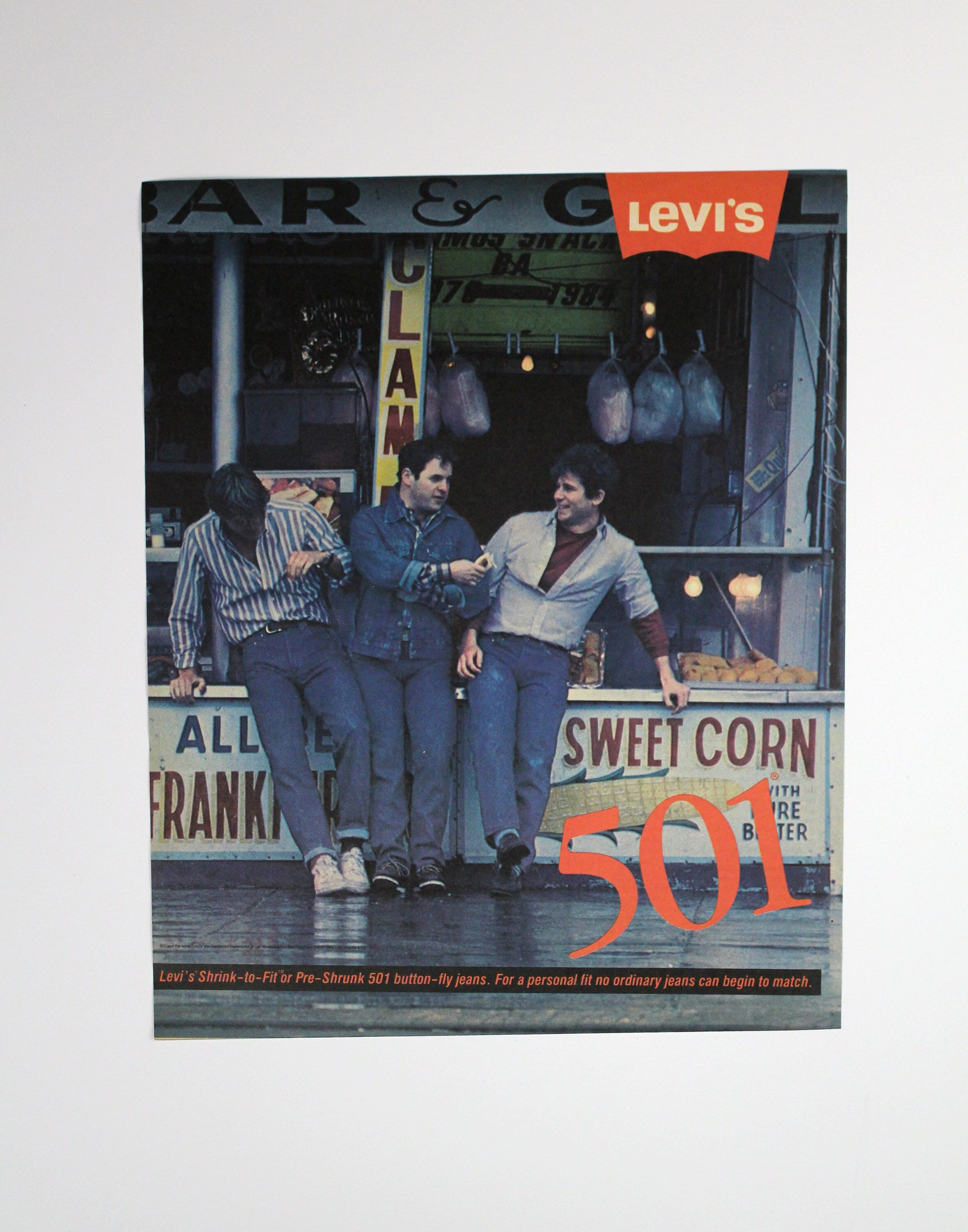 Vintage 1980's Levi's 501 Jeans Magazine Ad - 80's Clothing