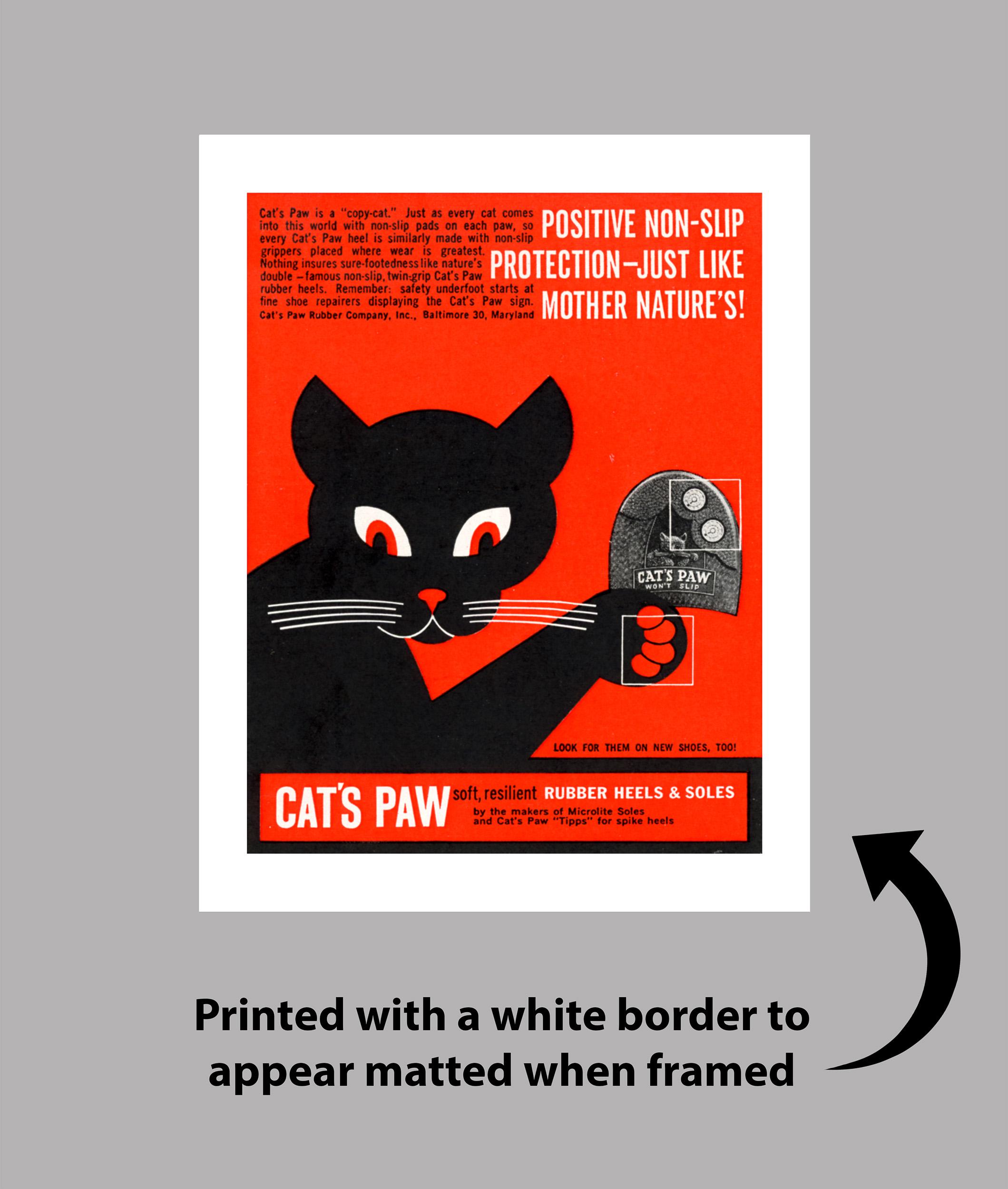 Vintage Cat's Paw Magazine Ad Print - Red Cat Vintage
