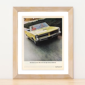 Impression de publicité dans un magazine Pontiac GTO de 1965 - Vieille voiture proverbe chinois