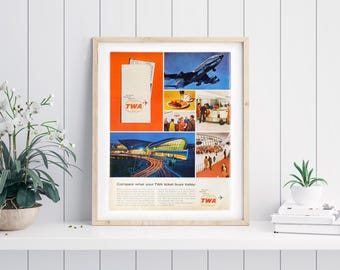 1962 Trans World Airlines Magazine Ad Print - TWA Airplane Travel