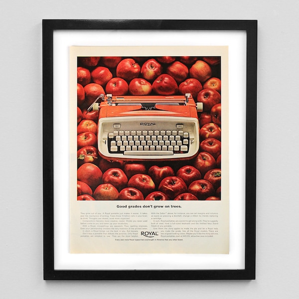 1960's Royal Typewriter Magazine Ad Print, Portable Typewriter Decor