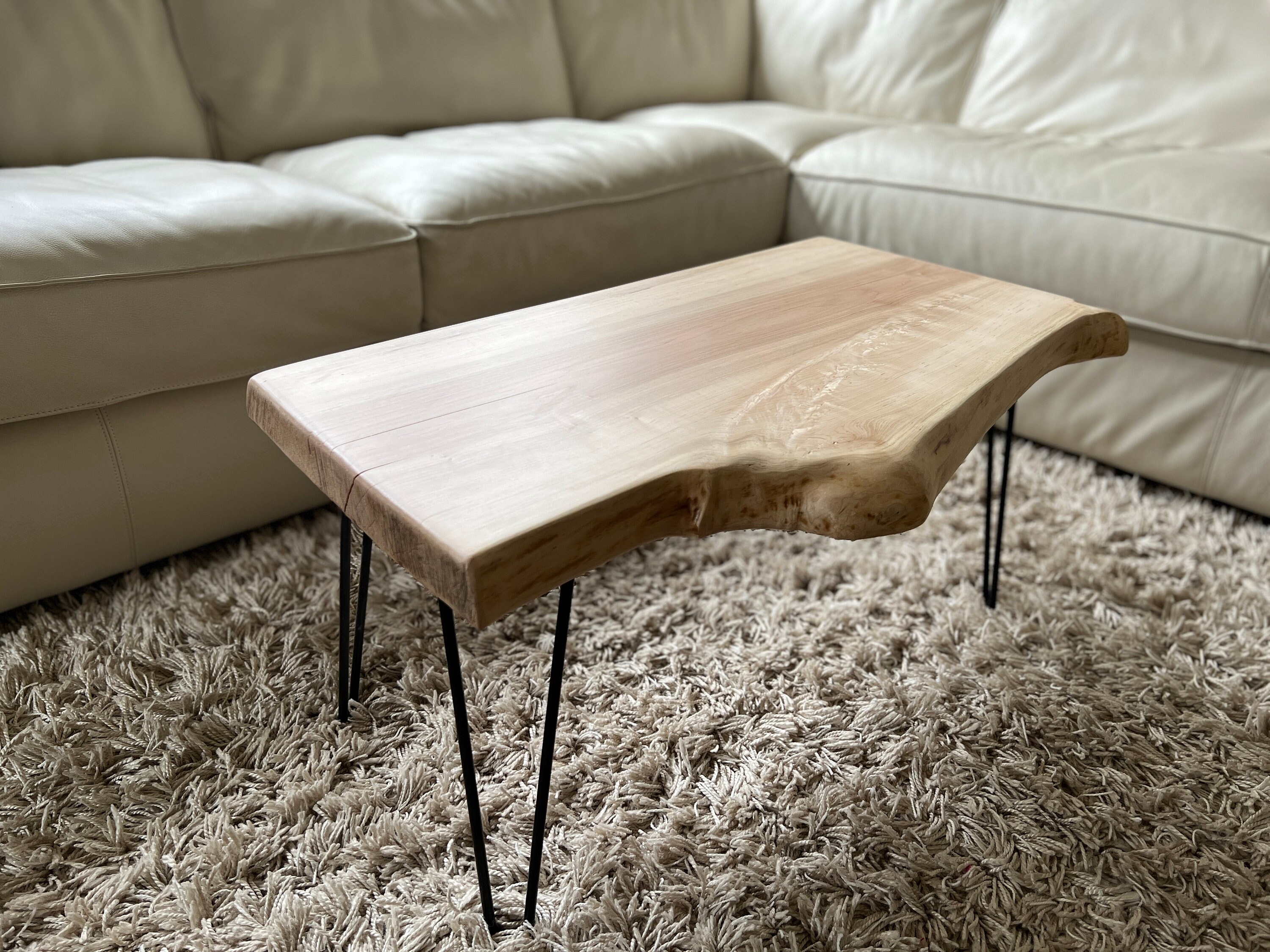 Live edge coffee table with hairpin legs deals