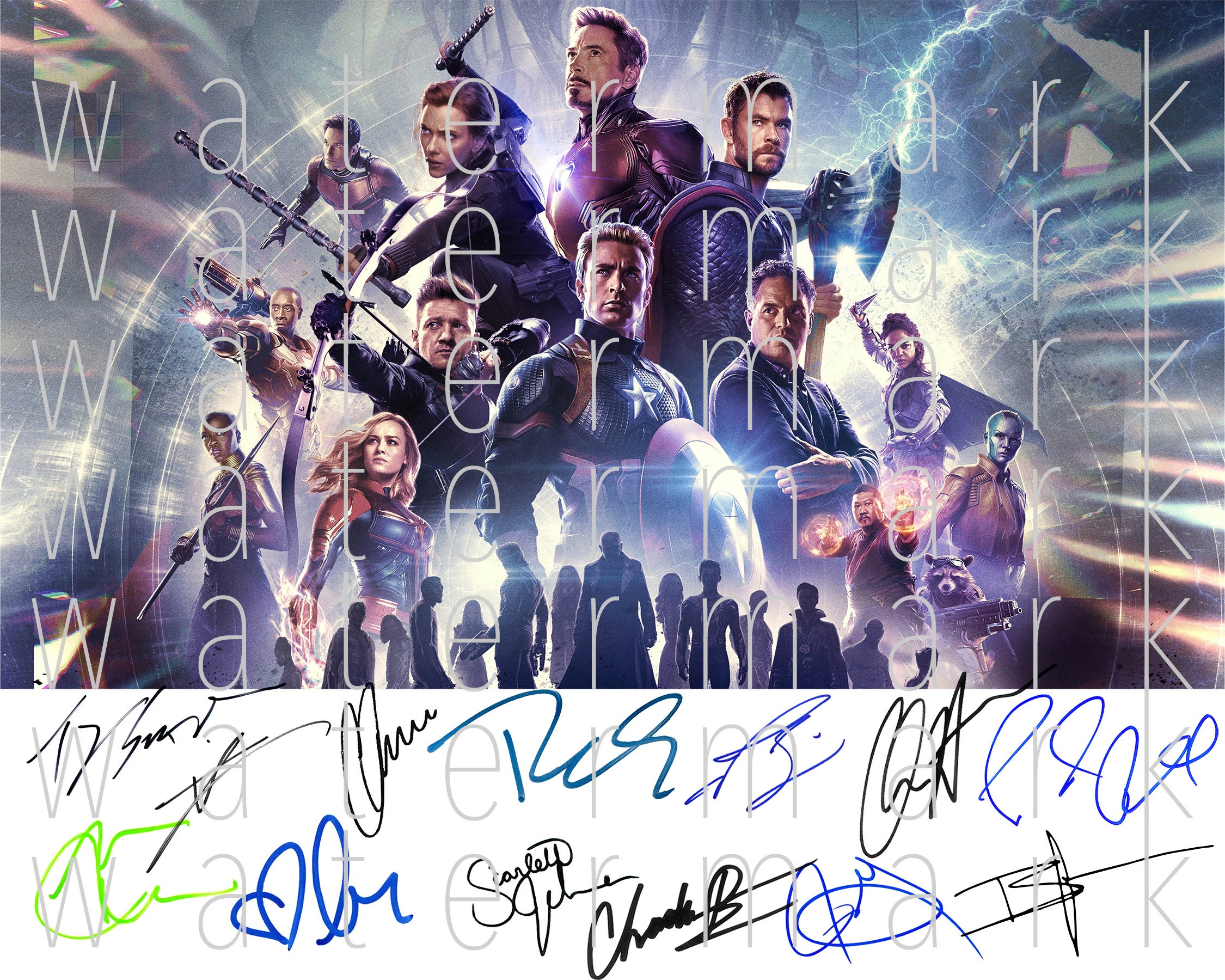 Avengers: Endgame 27x40 Original DS Theater Poster Signed By 6 Cast  Hemsworth
