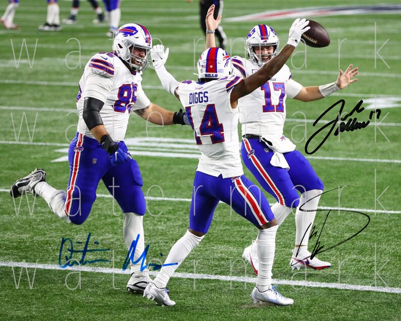 Buffalo Bills Josh Allen Stefon Diggs Quintin Morris Signed 8x10 Photo