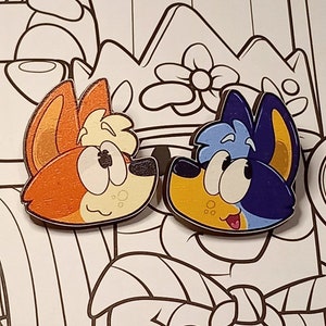Bluey and Bingo Inspired Wooden Pins (1.5")