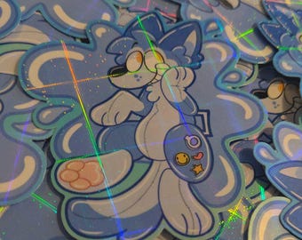 Furry Pool Toy Holographic Sticker