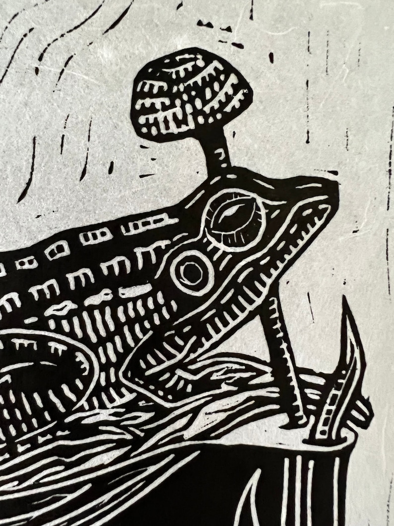 Frog Linocut Print florida Bog Frog Handmade | Etsy