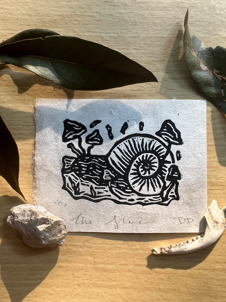 Mini Snail Linocut Print image 2