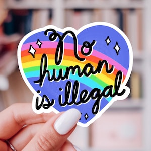 No Human Is Illegal Protest Sticker | Vinyl Kindle Decal | Social Justice Reader Gift