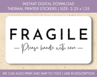 Fragile Handle With Care PNG, Thermal Label Design, Small Business Packaging Sticker, 2.25” x 1.25” TL09