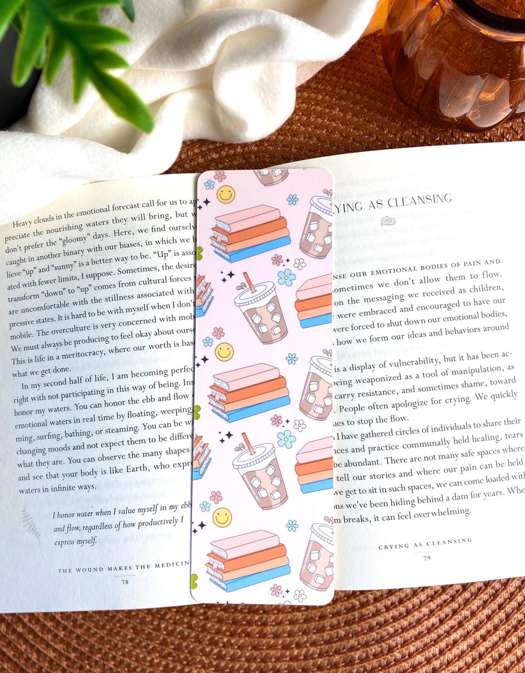 Iced Coffee and Books Laminated Bookmark | Retro Bookmark | Bookworm ...