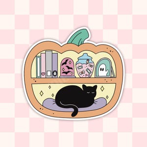Pumpkin Bookshelf  Sticker | Spooky Reader Sticker | Vinyl E-Reader, Kindle Sticker | Bookish Halloween Decal