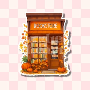 Fall Bookstore Vinyl Sticker | Cozy Book Lover | Autumn Vibes | Bookish Vinyl Decal