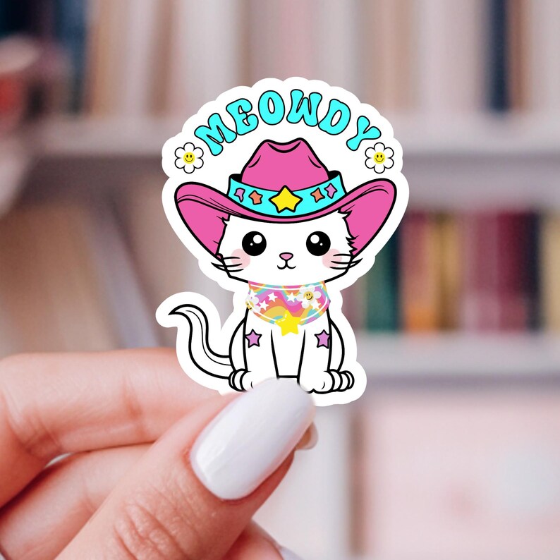 Meowdy Kitten Sticker | Cat Lover | Kindle Decal image 1
