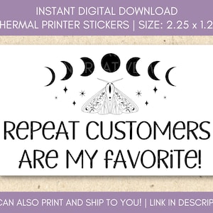 Thermal Sticker PNG - Repeat Customers - Thermal Printer Label Download - 2.25” x 1.25” - Small Business Sticker - TL54