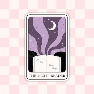 The Night Reader Tarot Sticker | Midnight Reader Sticker | Vinyl E-Reader, Kindle Sticker | Bookish Gift