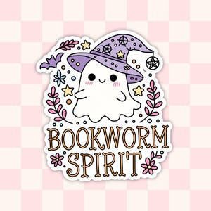 Bookworm Spirit Sticker | Cute Bookish Ghost  | Vinyl E-Reader, Kindle Sticker | Bookish Gift