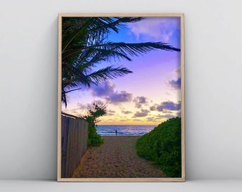 Kailua Sunrise - Hawaii Wall Art Print Digital Download, Oahu Sunset Hawaiian landscape Photo Printable Poster, Coastal Home Decor, Large