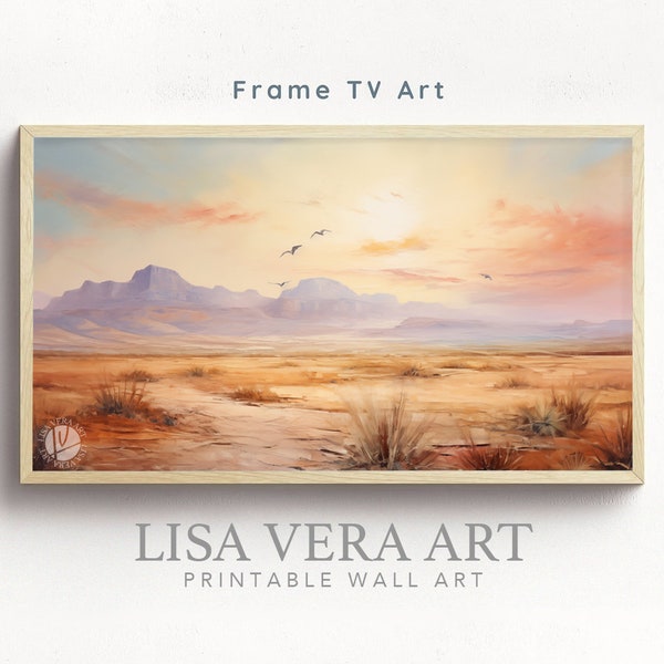 Samsung Art TV Frame, Arizona Desert Digital Oil Painting, Desert Wall Art Landscape TV Frame Instant Download, Neutral Tones Screensaver