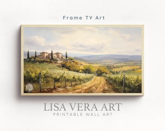 Samsung Art TV Frame, Tuscan Italy Digital Oil Painting, Tuscany Italian Winery Landscape TV Frame Instant Download, Neutral Screensaver