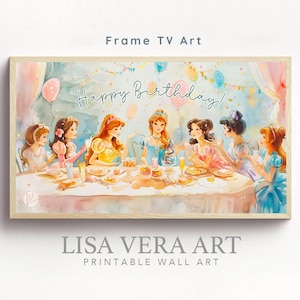 Samsung Frame Tv Art, Geburtstagsprinzessinnen Rahmen TV 4K Art, alles Gute zum Geburtstag Digital Download, Geburtstagsparty Rahmen Geburtstagsdekor für Mädchen