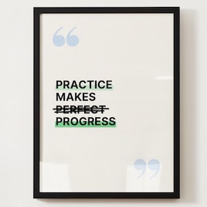 Practice Makes Progress Poster, Printable Wall Art, Office Decor, Physical Therapy Clinic, Doctors Office, Yoga Studio