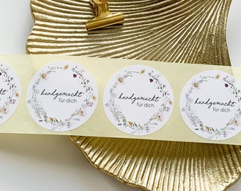 Sticker &quot;Handmade for you&quot; | 100 pieces | Sticker packaging order | Sticker gift | Sticker flowers | 5 cm