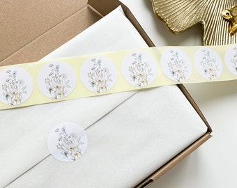 Wildflower stickers | 100 pieces | Flower stickers | Gift stickers | Wedding invitation stickers | Small stickers | 4 cm