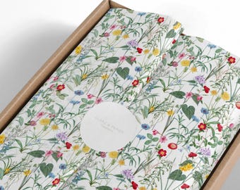 Seidenpapier Blumenwiese, 50 Blatt, Seidenpapier bedruckt, festes Seidenpapier für Verpackungen, Seidenpapier DIN A2, Grammatur 40 g/qm