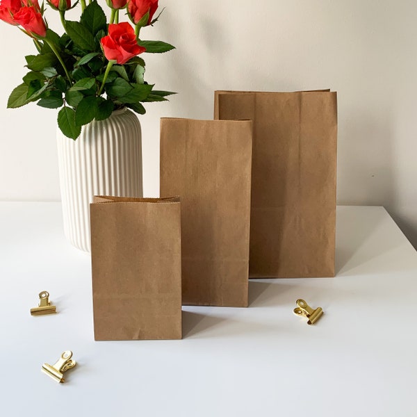 Brown paper block bottom bag, kraft paper bag, paper bag for packaging, paper gift bag, advent calendar paper bag