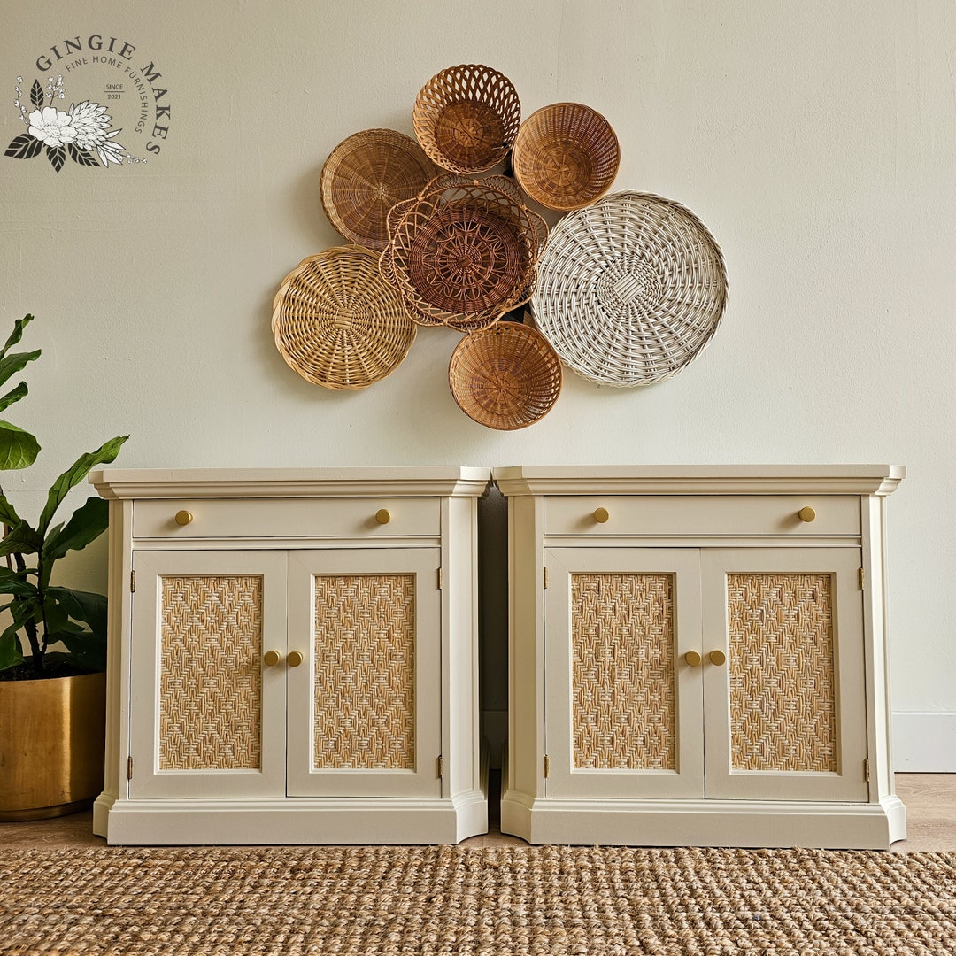 Refinished White Boho Nightstands please Read ENTIRE Etsy