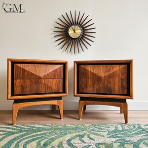 Reserved for Landyn Diamond Front Mid-century Modern Nightstands *** please read ENTIRE listing prior to purchasing SHIPPING is NOT free