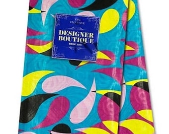Brocade Fabric/ 100 % cotton Brocade/ Designer Brocade Fabric/ African Fabric/ Turquoise/ Yellow/ Fuschia Pink/ Baby Pink/ Black