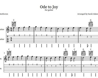 Ode to Joy Easy Guitar Tab