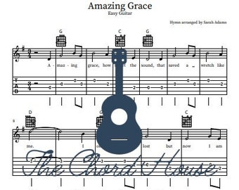 Amazing Grace Easy Guitar Tab Etsy