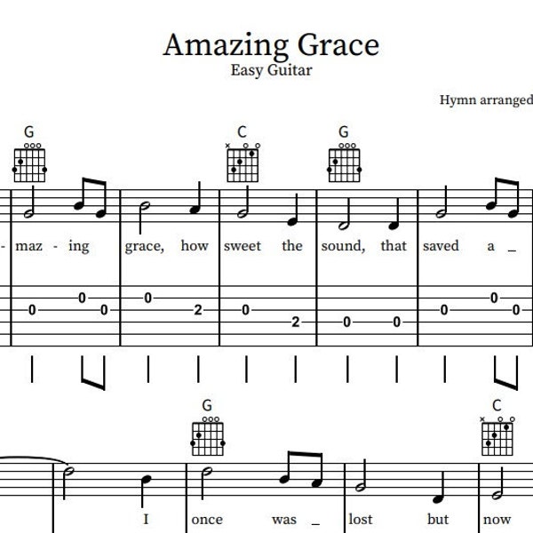 Amazing Grace Easy Guitar Tab
