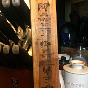 Meat Cooking Temperature Board - Wood Burned | Kitchen | Reference | Gifts for Men | Cooking Gifts | Father&#39;s Day